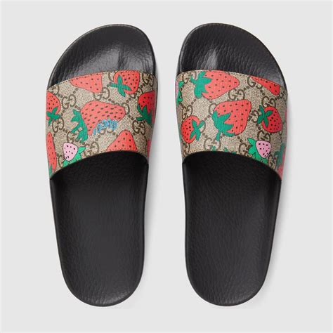 gucci slides strawberries|Gucci strawberry collection.